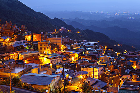 晚上在台湾的千边村城市旅行怀旧村庄地标爬坡图片