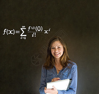 具有粉笔背景的数学或数学教师知识白色教学女士男性学习课堂木板学生教育基本的高清图片素材
