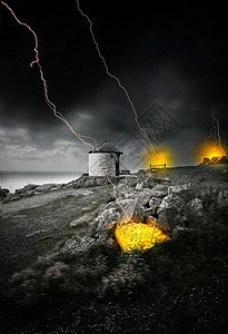 世界末日灾难悬崖橙子力量雷雨攻击闪电海岸线戏剧性地球图片