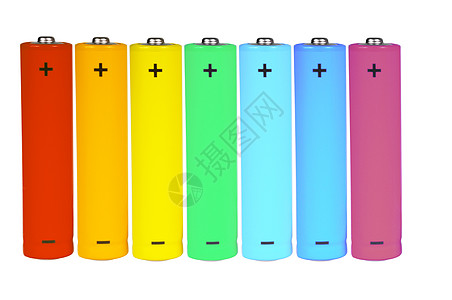 7个不同颜色的电池组图片