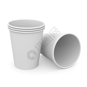 一组白色纸杯插图回收咖啡杯饮具灰色反射塑料纸板杯子咖啡图片