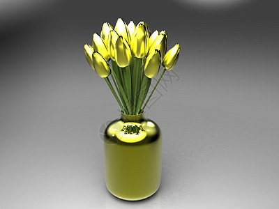 黄色花瓶中的黄色郁金香图片
