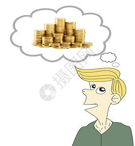 想想钱预算利率绘画金融沉思思维符号商务银行业硬币图片