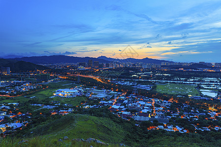 城市日落日落时新领土香港钓鱼池背景