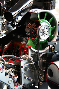 汽车发动机传播车轮活力力量合金技术运输蓝色展览科学图片