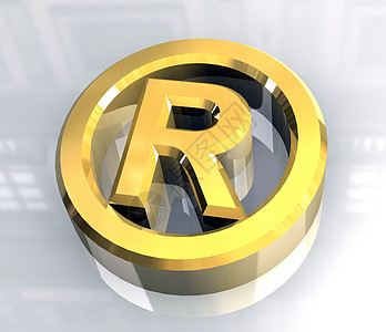 黄金注册符号3d电脑斜角指导免疫商业金属圆形黑色法律商标图片