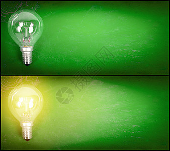 绿色背景上的灯泡图片