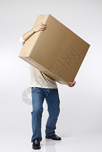 男子携带的箱子白色男士运输商品职业脆弱性纸盒盒子商业男性图片