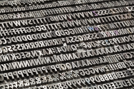 古金属字母和数字打印机打印字体凸版刻字印刷灰色单字活动排版图片