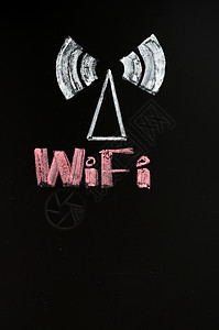 WIFI标志Wifi 信号标志电脑笔记本绘画保真度技术收音机海浪粉笔红色黑色背景