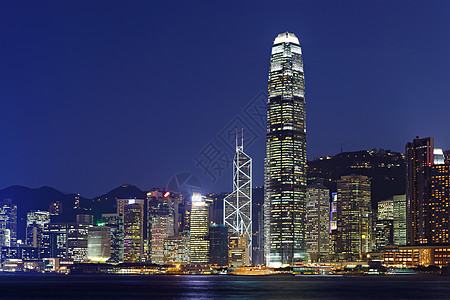 香港之夜戏剧性商业场景线条地球蓝色速度运输建筑市中心图片