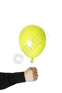 黄色气球男子持有黄色的波隆背景