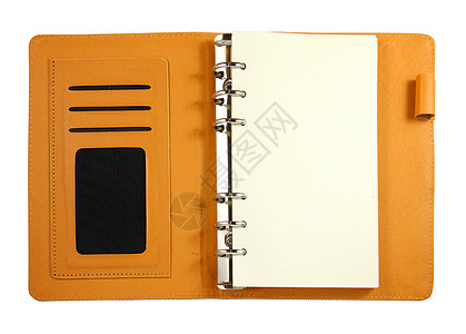 Brown 棕色皮质夹笔记本 在白色上被孤立图片