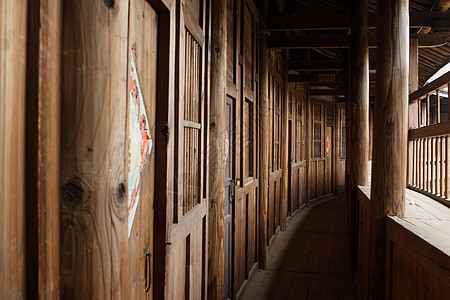 侗家土楼木材走廊背景