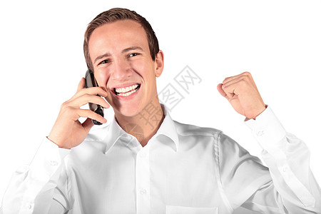 友好呼叫白色男人幸福热线电话微笑男性图片