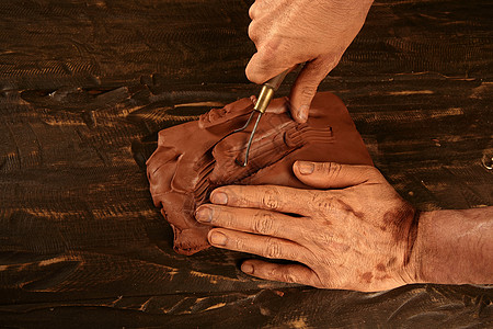 陶艺手用泥土锻炼文化爱好手指雕塑家陶瓷工艺娱乐工作艺术家模具背景
