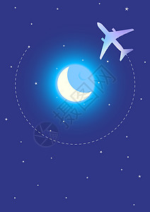 环绕月球旅游星星航班运输空气商用飞机辉光航空路径螺旋桨图片