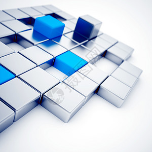 三高人群银和蓝金属立方石数字化插图技术建造正方形人群数字蓝色白色展示背景