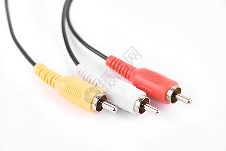 音频电缆白色技术立体声视频电气黄色宏观插头绳索电脑图片