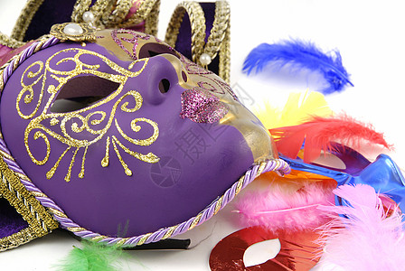 面具和羽毛紫色羽毛高清图片