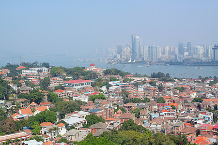 现代城市在河边的空中形象摄影建筑学经济商业地标街道市中心交通全景地平线图片