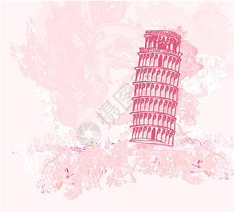矢量 Pisa塔场景数字漩涡邮政假期天空历史字母作品邮件图片