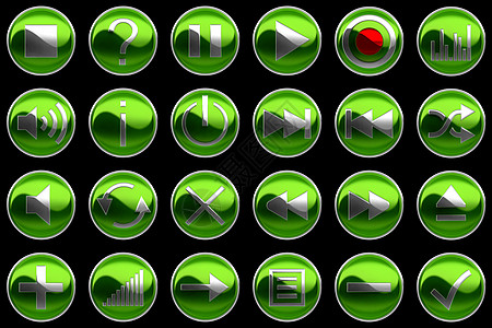 圆形绿色控制面板按钮图片