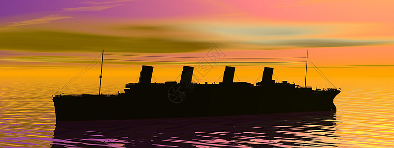 泰坦尼克号船橙子旅行科学传奇奢华阴影日落溺水悲剧插图图片