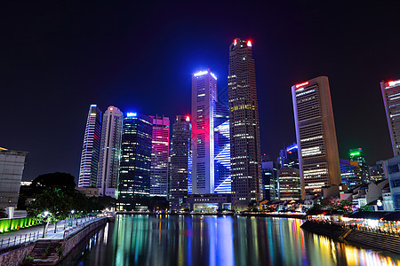 新加坡夜间城市风景蓝色市中心旅行旅游建筑天空反射景观地标摩天大楼图片