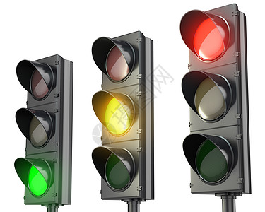 红色 绿色和黄色三个交通灯图片