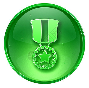 图标绿色 在白色背景中孤立网站网页插图星星反射玻璃按钮冠军假期庆典背景图片