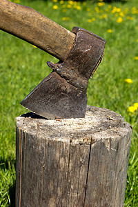 日志中轴工具木材树桩树干刀刃金属木头图片