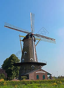 荷兰传统风力车场景文化历史农场活力力量天空建筑风车遗产图片