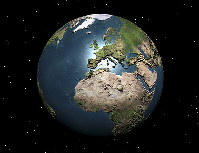 地球地土生态大洲天文学球形世界全球海洋渲染天空星星图片