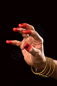 巴哈拉塔纳特亚姆的印度舞蹈舞蹈家珠宝女性手镯手印女士演员女孩背景图片