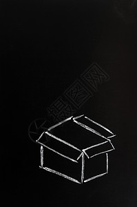 粉笔绘画  在盒子外面思考的概念想像力战略脚本风暴黑板黑色创新成功商业开箱图片