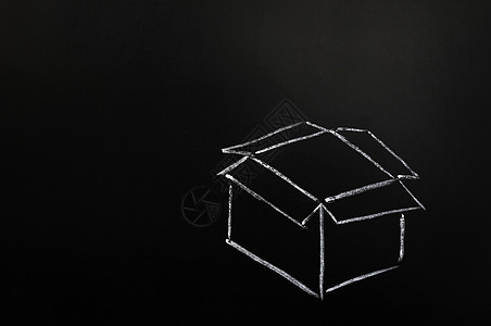 粉笔绘画  在盒子外面思考的概念创造力创新开箱战略黑色解决方案黑板头脑脚本风暴背景