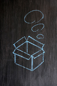 粉笔绘画  思考在盒子外面的概念解决方案想像力气泡风暴创新战略蓝色头脑开箱学校图片