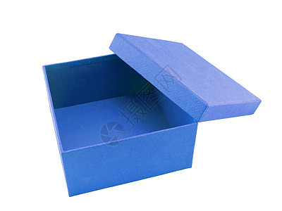 白色背景上的蓝框盒子店铺木板蓝色购物贮存礼物卡片包装风格背景图片