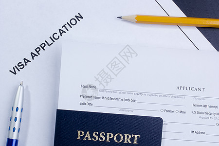 签证申请协议旅行护照证书入口海关安全假期商业检查高清图片