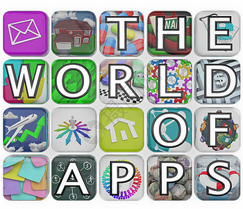 应用程序应用世界的排字拼字单词图片