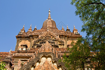 在布尔马巴根的一座寺庙里宝塔壁画历史性建筑学纪念碑旅游宗教地标废墟雕像图片