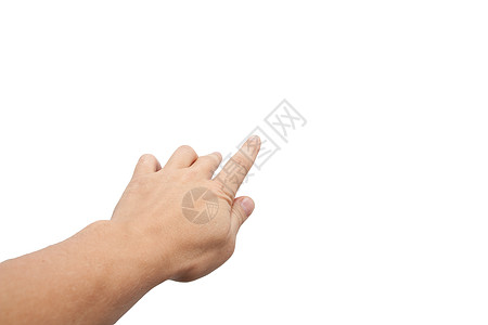 白色背景上的男性手被孤立拇指戒指光标皮肤食指男人手指危险数数展示图片