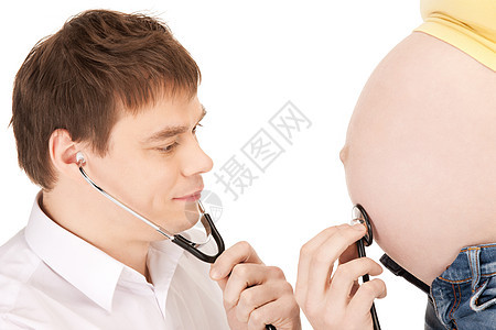 孕妇和医生的肚子劳动女性母性专家分娩卫生妈妈腹部检查母亲图片