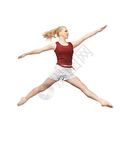 跳跃运动的女孩飞行自由微笑飞跃精力体操快乐乐趣女性行动图片