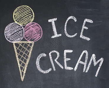 冰淇淋粉笔锥体学校食物晶圆画幅木板广告牌甜点奶油图片