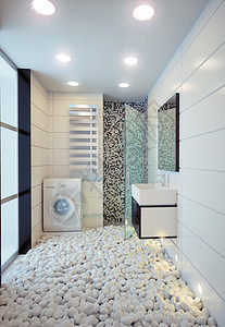 现代洗手间龙头公寓地面住宅石头马赛克奢华陶瓷房间家庭图片