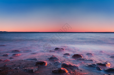 大连海景日出时海面 水分模糊背景