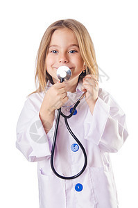 穿医生服装的小女孩女儿后代药品职业快乐实验室从业者办公室实习生外科图片