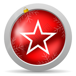 白色背景上的恒星红光月圣诞节图标图片